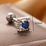 Blue / 1 Piece Simple Series Classic Geometric Titanium Steel Silver Color Zircon Women's Stud Earrings Picture3